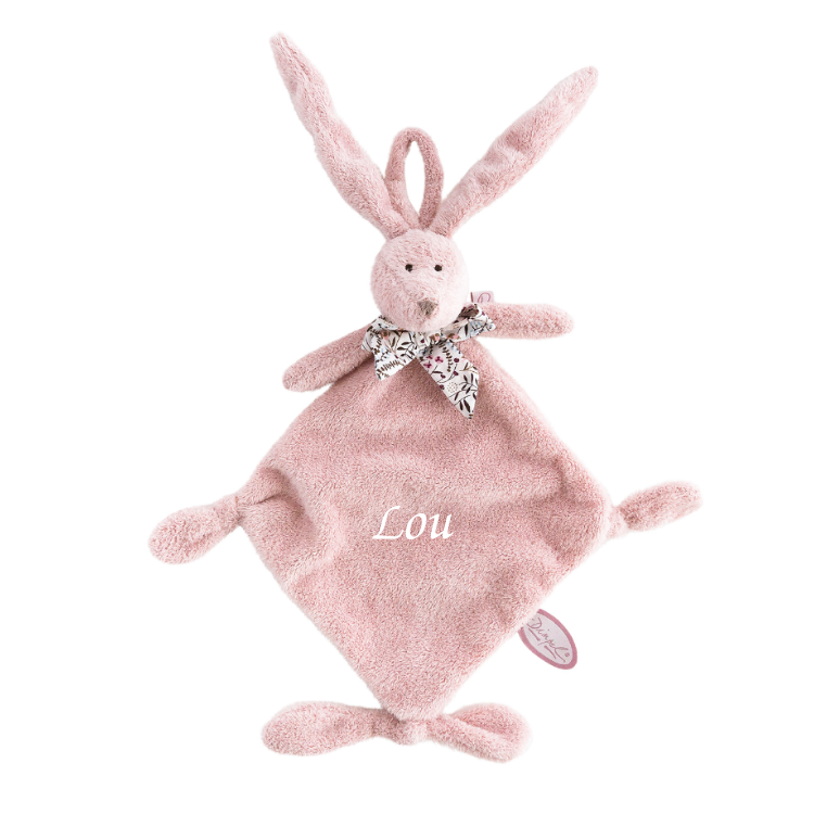  - flo lapin - avec attache-sucette rose 25 cm 